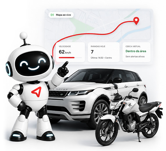 Plataforma de demonstração da Minas GPS: mapa ao vivo, velocidade, paradas e cerca virtual
