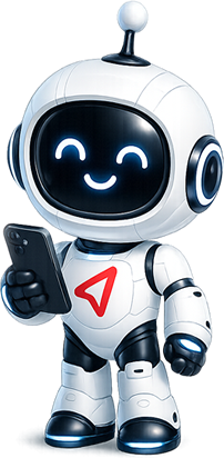 Robô da Minas GPS segurando um celular com notificações